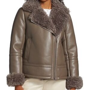 Mercer Collective Thea Faux Leather/Shearling lined Jacket XS NWT $495